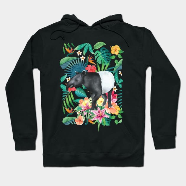 Tropical Rainforest Malayan Tapir Hoodie by LulululuPainting